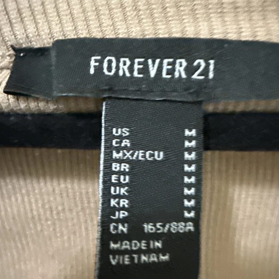 2 Forever 21 Mujer Top Corto S/M Gorra Manga Larga Acanalado Abotonado Pullover Foto 4 de 4