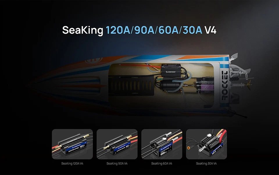 HOBBYWING Seaking V4 Sensorless Brushless ESC 30A-160A IP67 for RC Model Boats - Image 4 of 4