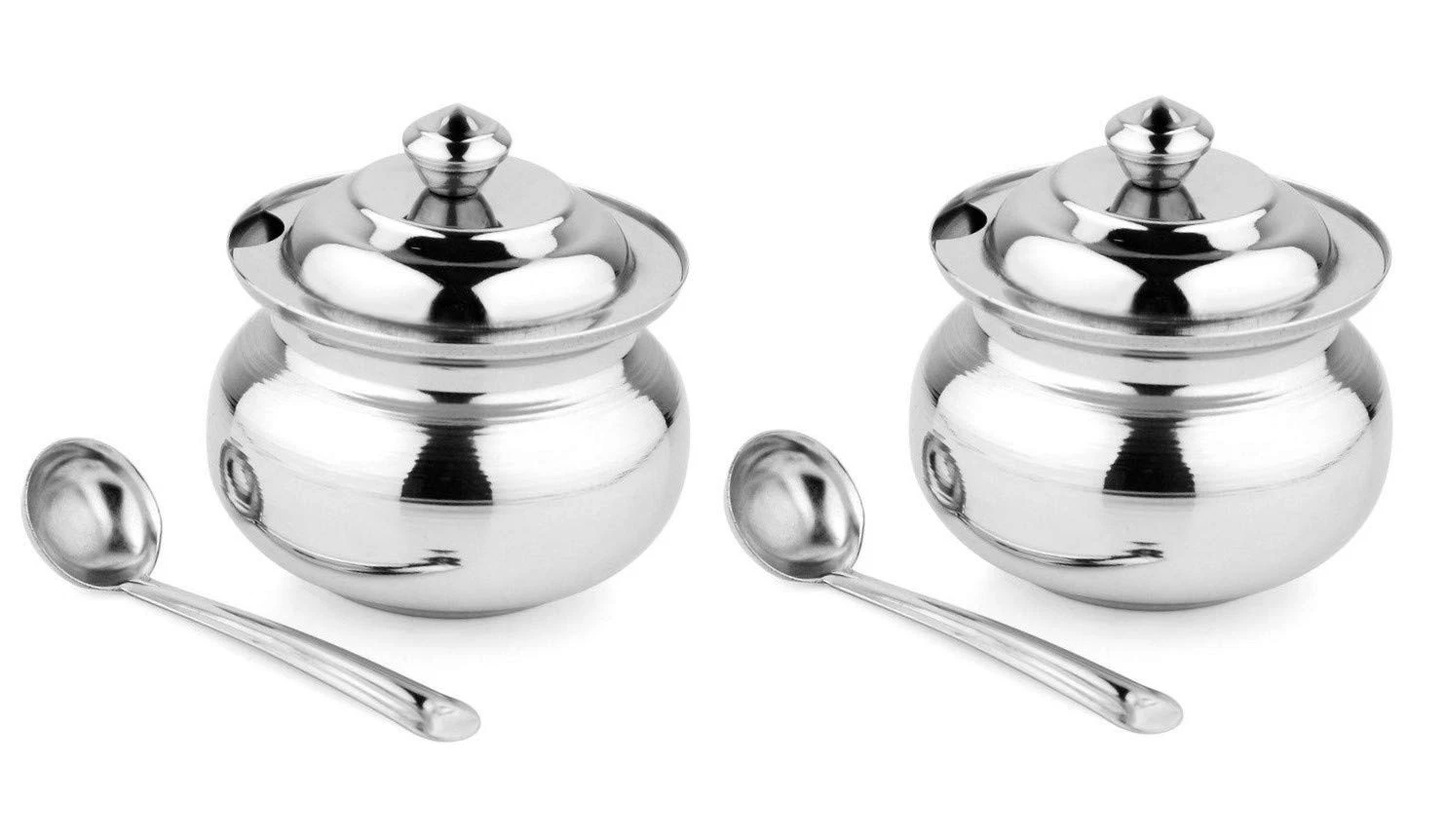 Stainless Steel Multipurpose Ghee Pot, Pickle Container - 300 ml with Spoon Set