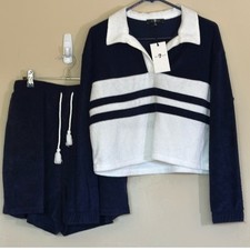 Navy and White Striped Lounge Set