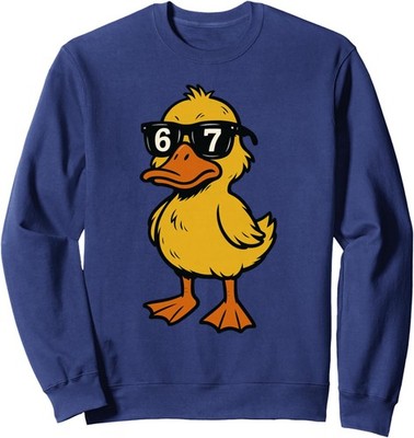 Silly Duck Shades 67 Six Seven Viral Meme Unisex Crewneck Sweatshirt