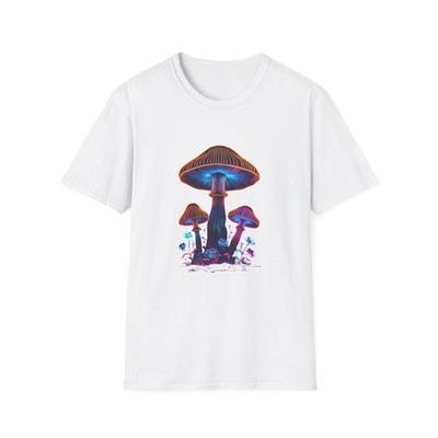 Psychedelic Neon Mushrooms Unisex T-Shirt, Majestic Plant Tee, Cool Friends Gift