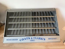 Vintage Metal Coats & Clark Spool Thread Display Cabinet Store Counter Sign