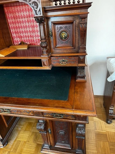 Antiker Schreibtisch mit Aufsatz Historismus Gründerzeit Tisch - Bild 3 von 6