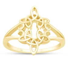 Celtic Knot Heart Cross Eternity Band Stackable Ring  Gold Plated Silver 925