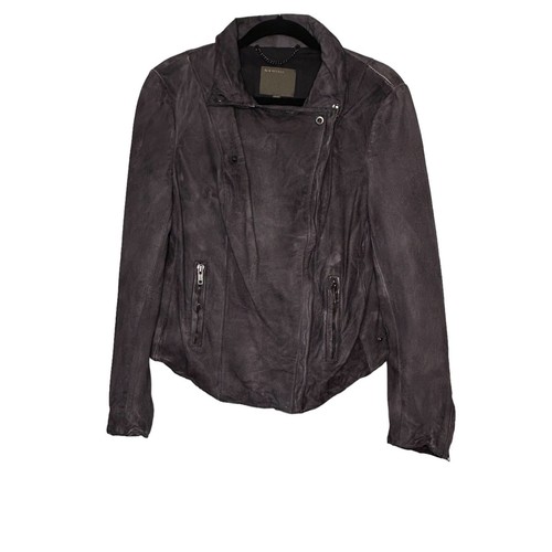 Muubaa Charcoal Grey Lamb Leather Pola Moto Jacket Sz 6- see measurements - Picture 13 of 16