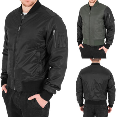 Urban Classics Herren Jacke Kunstleder-Ärmel Bomber Übergangsjacke TB-1153 SALE