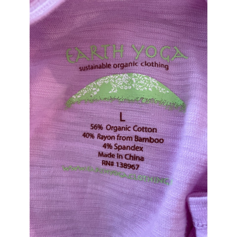 Earth Yoga Pink Slub S/S Top Lace Keyhole Back Organic Cotton Bamboo Sz