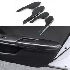 Cubierta de moldura de panel de reposabrazos de puerta interior de fibra de carbono 4 piezas para Honda Civic 2016-20