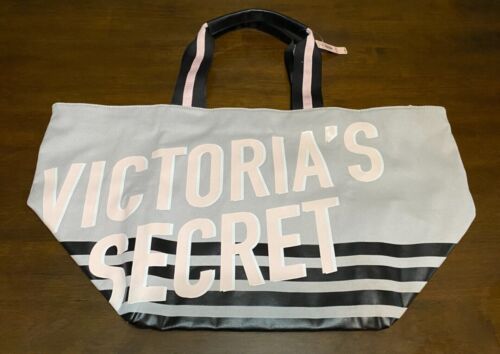 Victoria%27s+Secret+Tote+2018+Weekender+Beach+Bag+Logo+Gray for sale online