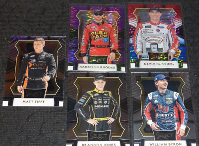 (5) 2017 Select Nascar Prizm Purple Harrison Rhodes+Harvick #d/299 RWB+Byron+2