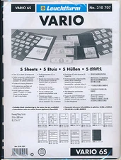 25 LIGHTHOUSE VARIO 6 POCKET BLACK STOCK SHEETS - 5 PACKS OF 5 - DOUBLE SIDED 6S