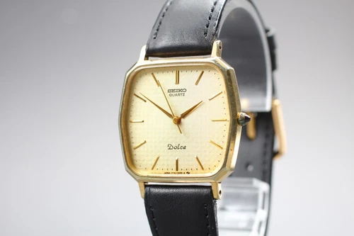 Vintage 1983 [Exc+5] SEIKO Dolce 7731-5120 Gold Quartz Men's Watch From JAPAN#25