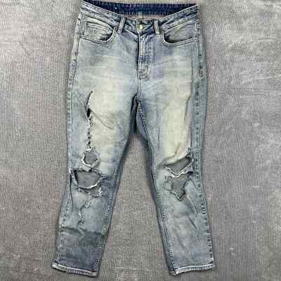 Tsubi Mom Jeans 29'' Womens Ksubi Classic High Rise Light Blue Distressed Wash