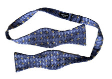 ROBERT TALBOTT BLUE 100 SILK MEN'S ADJUSTABLE BOW NECK TIE
