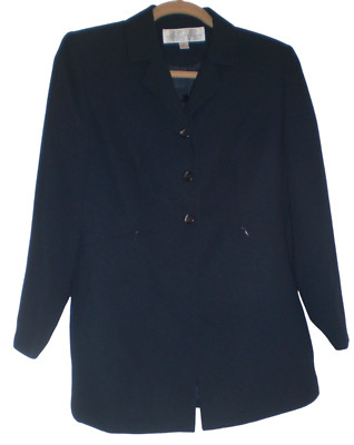 Black Blazer Womans 6P  Petite Lined Larry Levine 3 Button Priority Mail Ship