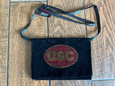 USC Black Crossbody Small Bag Purse With Rhinestone 9x6
