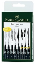 Image of Faber Castell 8 Pitt Fine Artist Pens Black Pens & Markers 8 Pitt