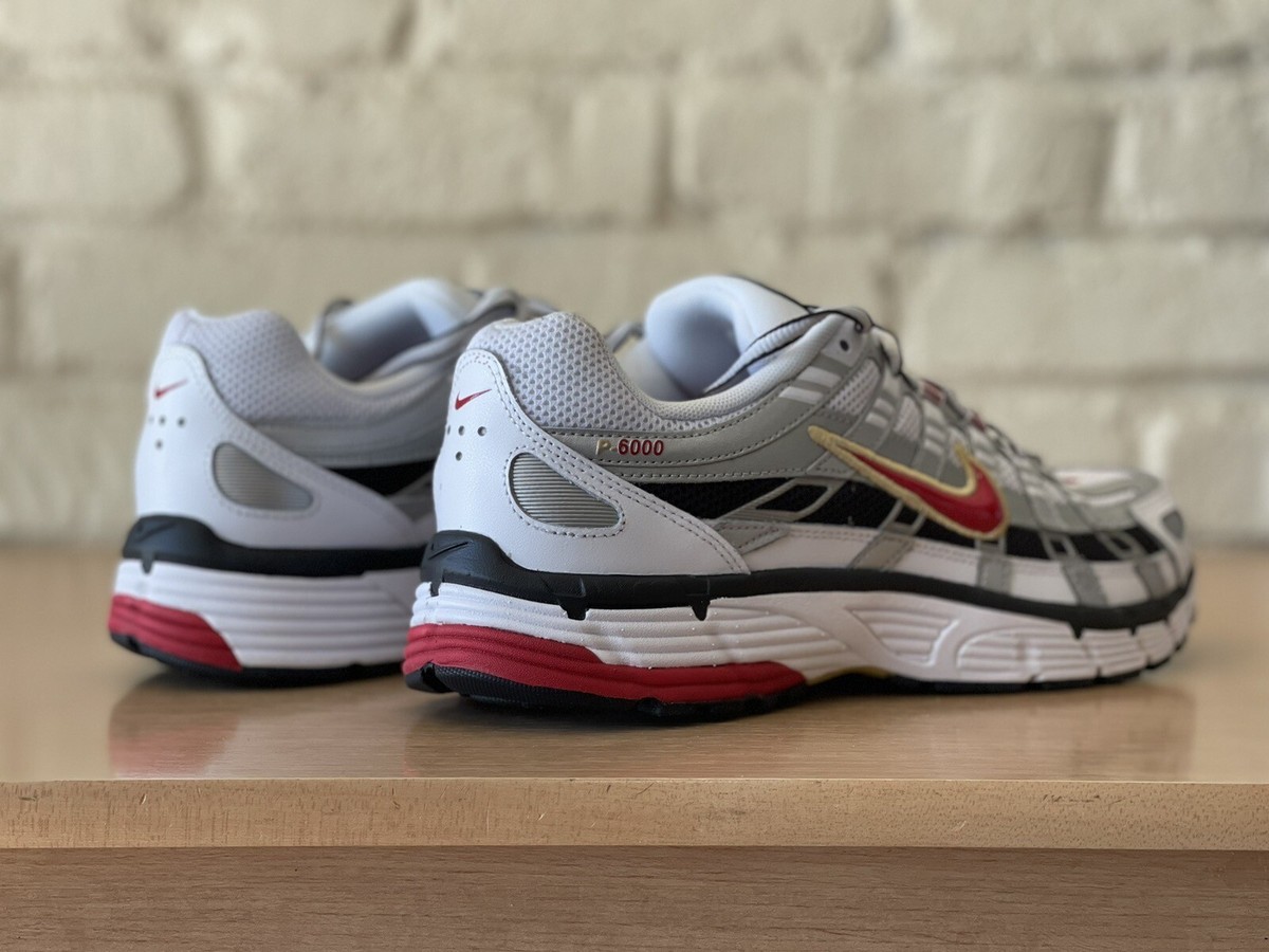 Nike P-6000 BV1021-101 White Metallic Platinum Red Running