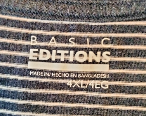 Basic Editions Striped Crew Neck T-Shirt - 4XL/4EG - Short Sleeve - Pre-Owned - Picture 4 of 4