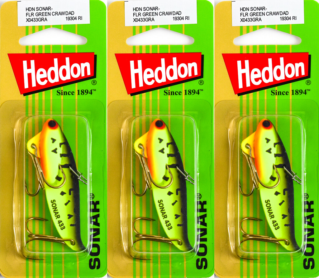 (LOT OF 3) HEDDON SONAR 433 BLADE BAIT 23/8" 1/2OZ X0433GRA GREEN CRAW
