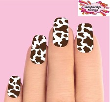 Waterslide Full Nail Decal Set of 10 - Brown & Clear Cow Spots