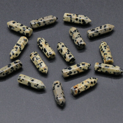 50pcs Natural Speckled Stone Point Chakra Healing Gemstone Pendants Bead 6x21mm