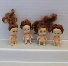 4 Tyco Quints Mini Tiny Baby Dolls  AUBURN Hair 1 thru 4  NO. 1550-2 1989