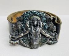 Bergamot Siskiyou Native American Indian Chief Brass Leather Belt Buckle 1981