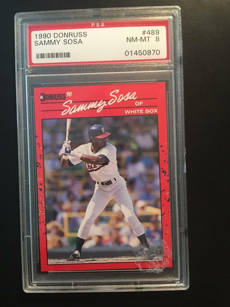 1990 Donruss #489 SAMMY SOSA Chicago White Sox RC Rookie PSA 8