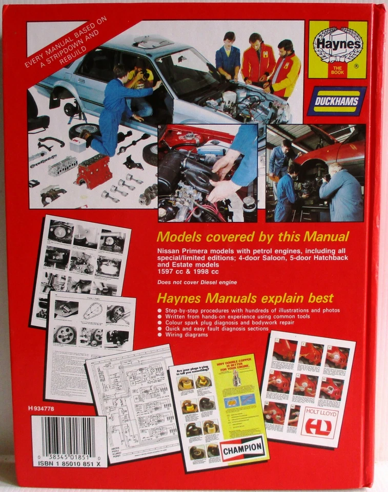 Haynes - Nissan Primera (Gasolina) 1990A 1995 Propietario Manual de Taller Nuevo - Imagen 2 de 4