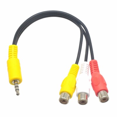 3.5mm Stereo Jack Mini AV Male to 3x RCA Female M/F Audio Video Cable Adapter