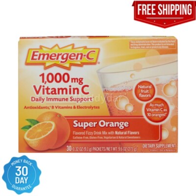Emergen-C Vitamin C Packets 1000mg Super Orange 30 packets Daily Immune ...