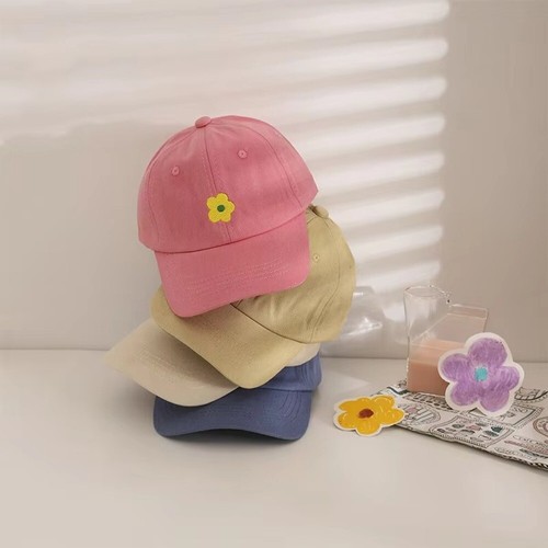 Solid Color Children Baseball Cap Lovely Flower Kids Duck Tongue Hat