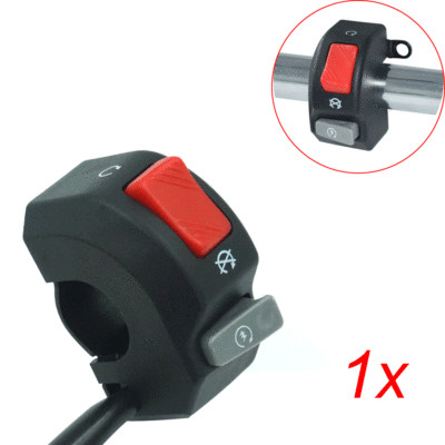7/8'' Motorcycle Handlebar Fog Headlight Horn Start Kill Switch ON OFF Button 12V