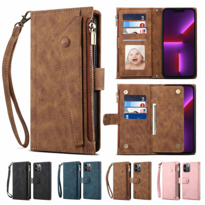 New Flip Book Zipper Pocket Handy Wallet Leather Case Cover For Apple iPhone