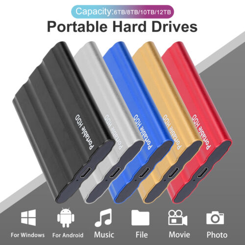 USB External Hard Drive Universal Easy to Use 1/2/4/6/8/10/12TB Hard Drive HDD