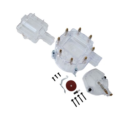 GM HEI Clear Distributor Cap Rotor Set SBC BBC 65K Volt Coil