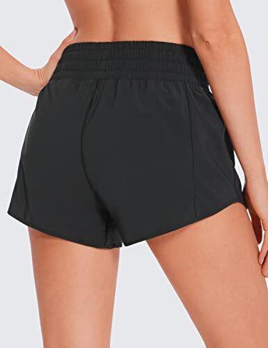 High Waisted Running Shorts for Women 2.5" - Mesh Liner Quick Dry Medium Black - Picture 3 of 8