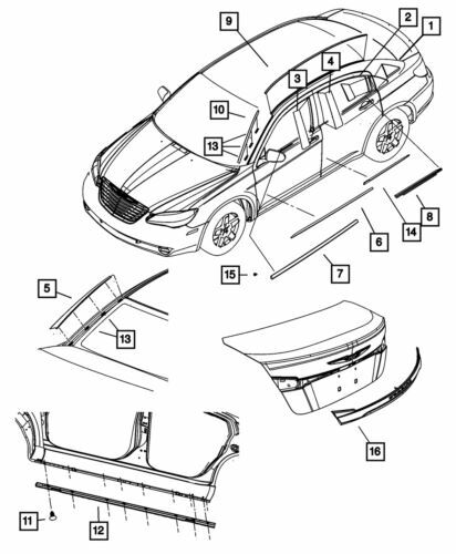 Aplicación del pilar B trasero derecho para Dodge Avenger 2008-2014 (N/P 5303692AF)