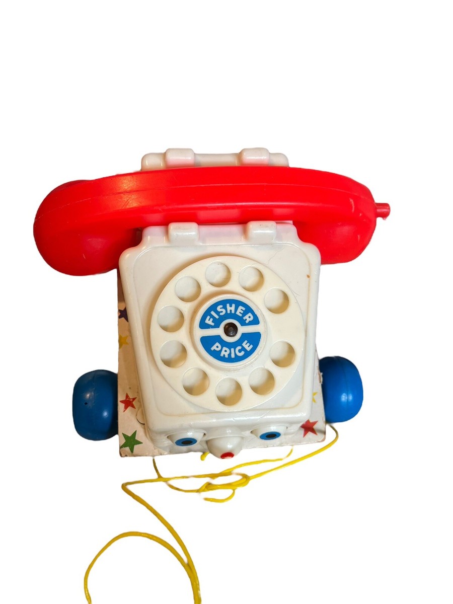Vintage Fisher Price Chatter Telephone Phone Pull Toy with Moving