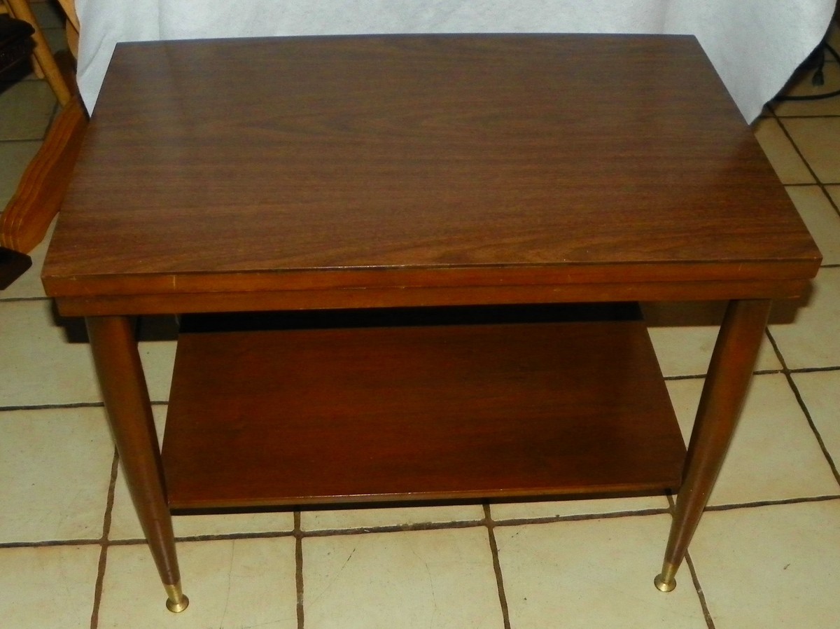 Mid Century Walnut Formica Top End Table / Side Table by Mersman