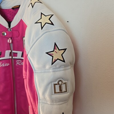 ICON Kitty Womens Motorcycle Jacket Outlaw Racing Leather Pink
