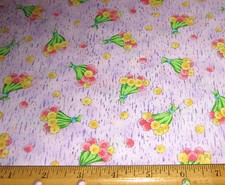 1 yard of BOUQUET of FLOWERS on LILAC 100 Cotton Fabric