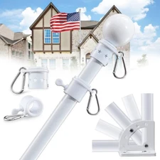 3x5 Flag Pole Kit - 5ft Tangle Free Flag Pole Holder for Outside House,Heavy ...