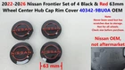 2022 -26 Nissan Frontier 4x Wheel Center Hub Cap Rim Cover Black Red 40342-9BU0A