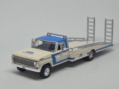 1969 '69 FORD  F-350 DUAL WHEEL RAMP TRUCK V8 CHROME RIMS 1/64 SCALE WHITE 