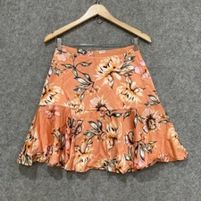 Rodeo Show Womens Skirt Size 8 Floral Silk Satin A-Line Zip 40711