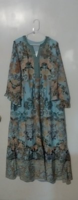 Soft Surroundings Baroque Maxi Dress XL Floral Beaded  Boho Resort Cruise Fairy 