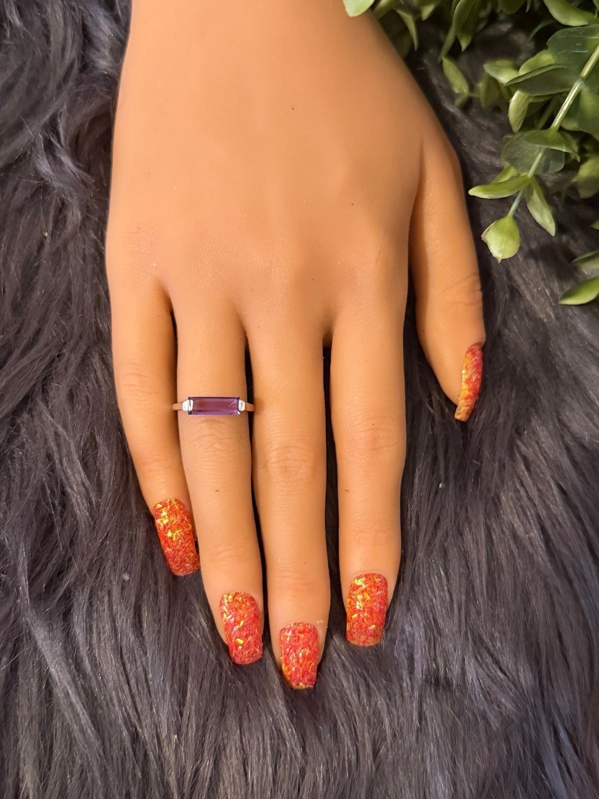 925 Silver Rectangular Amethyst Ring - image 6